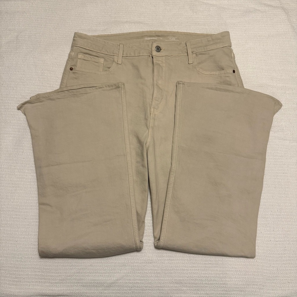 ON Women's Size 14 Short Beige Higher High Rise Flare Jeans
